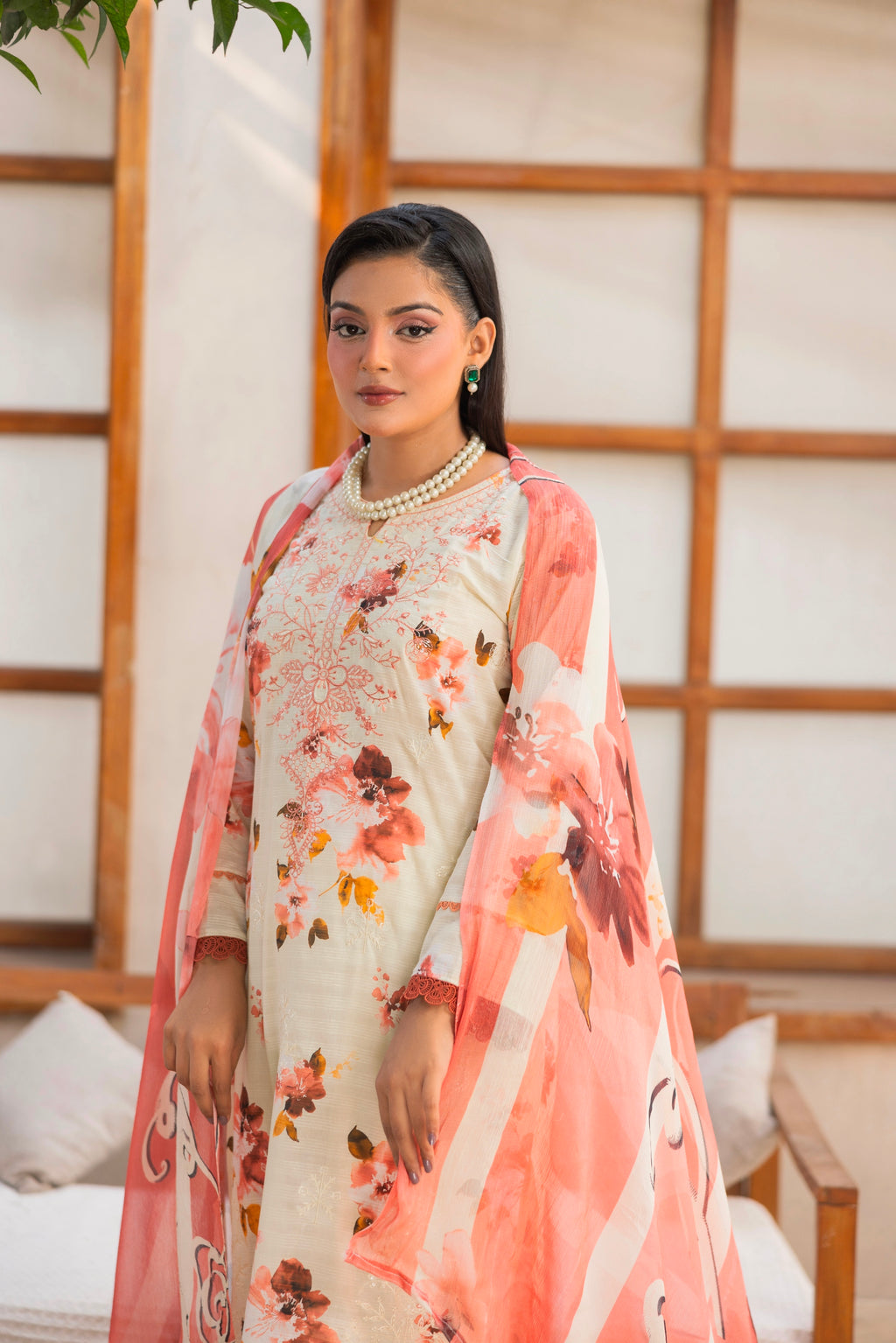 EMBROIDERED LAWN SUIT