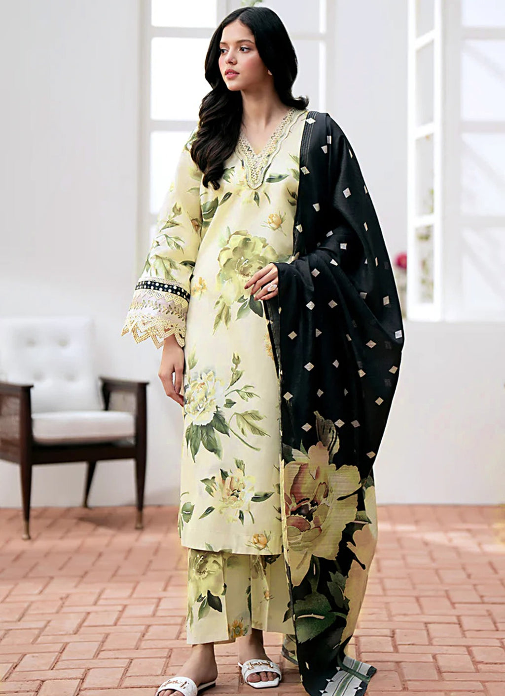 BAROQUE All Over Digital Printed Linen 3-Piece Suit for Women