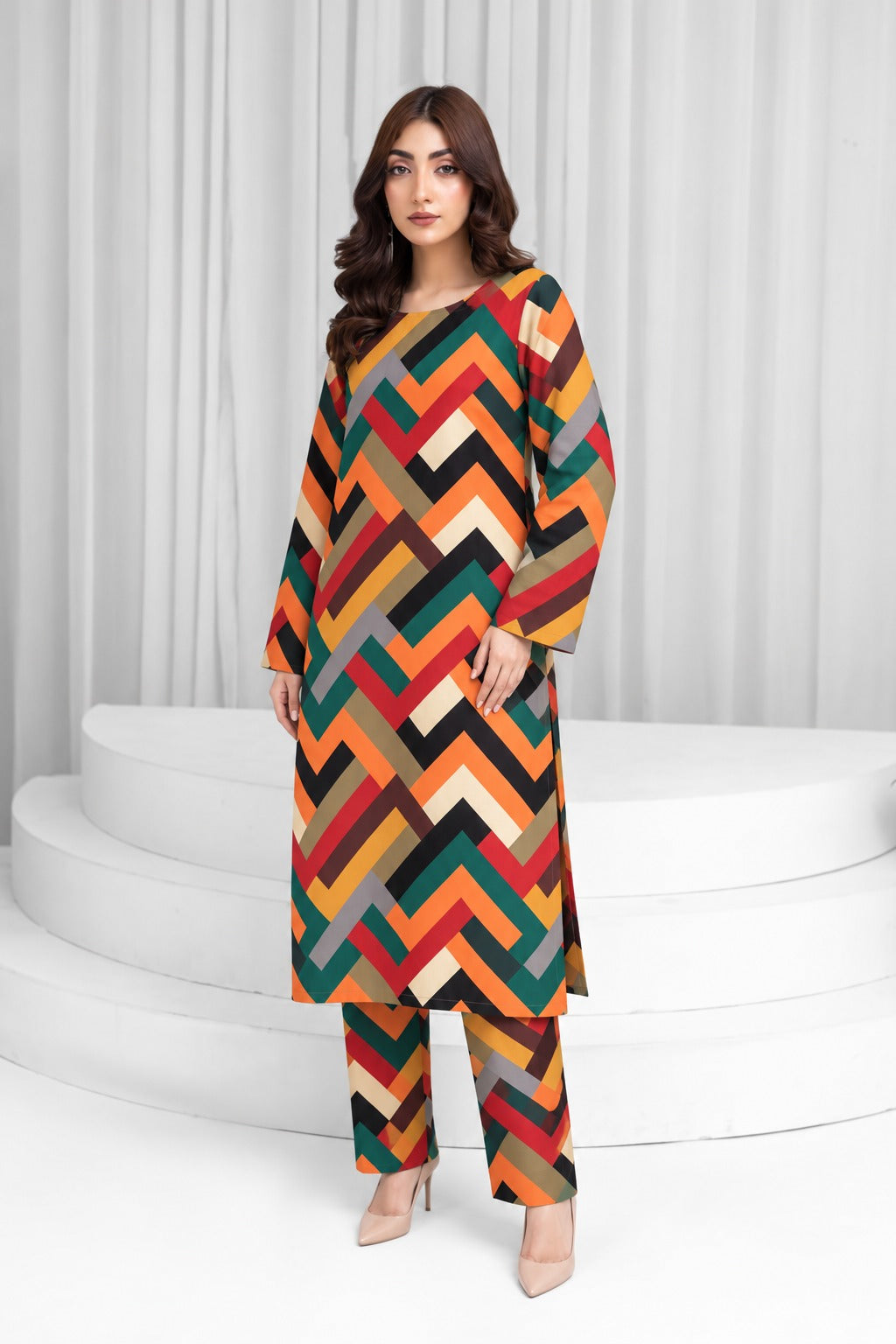 Digital Print Linen 2pc D-1