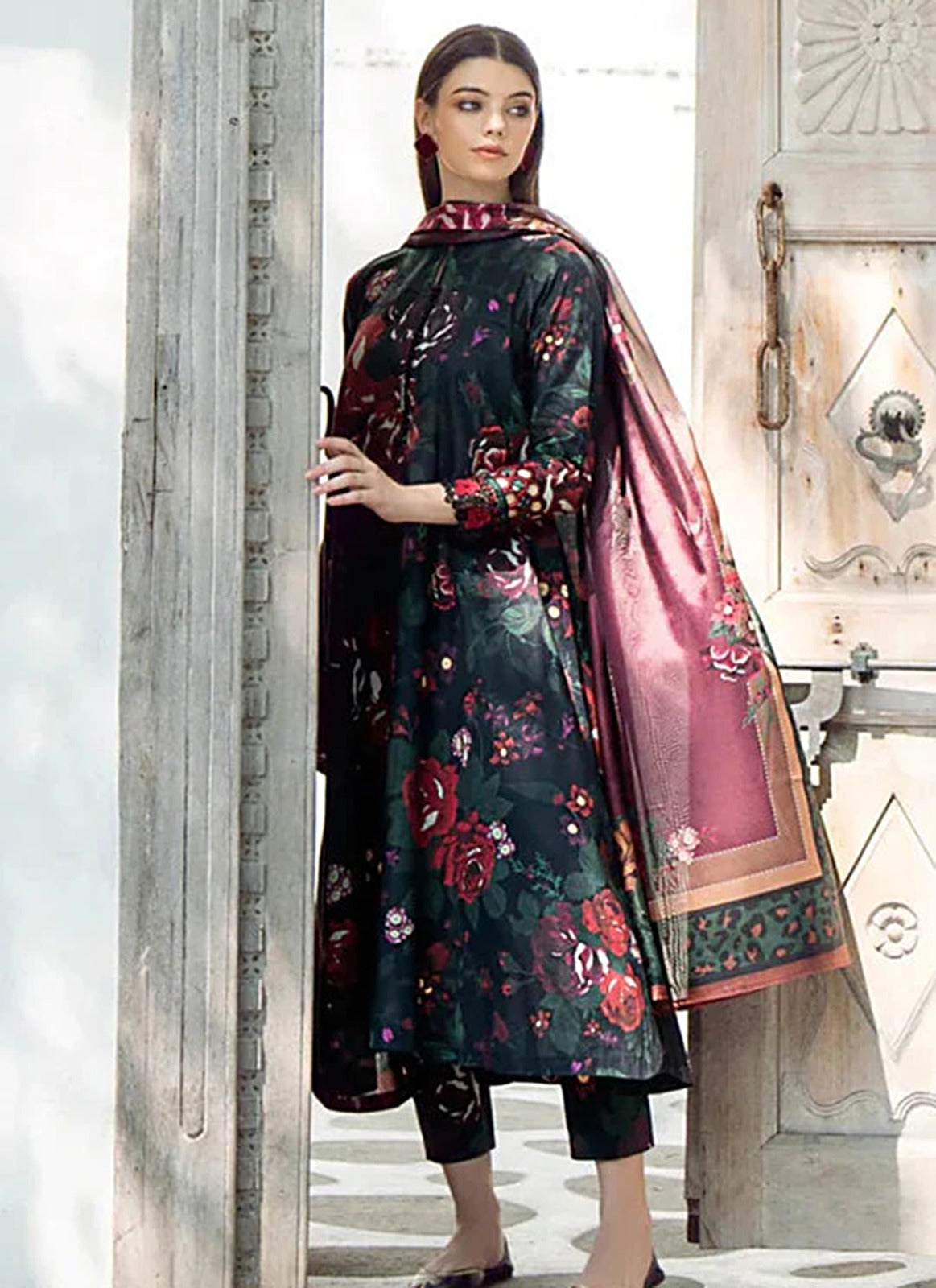 BAROQUE All Over Digital Printed Linen 3-Piece Suit for Women
