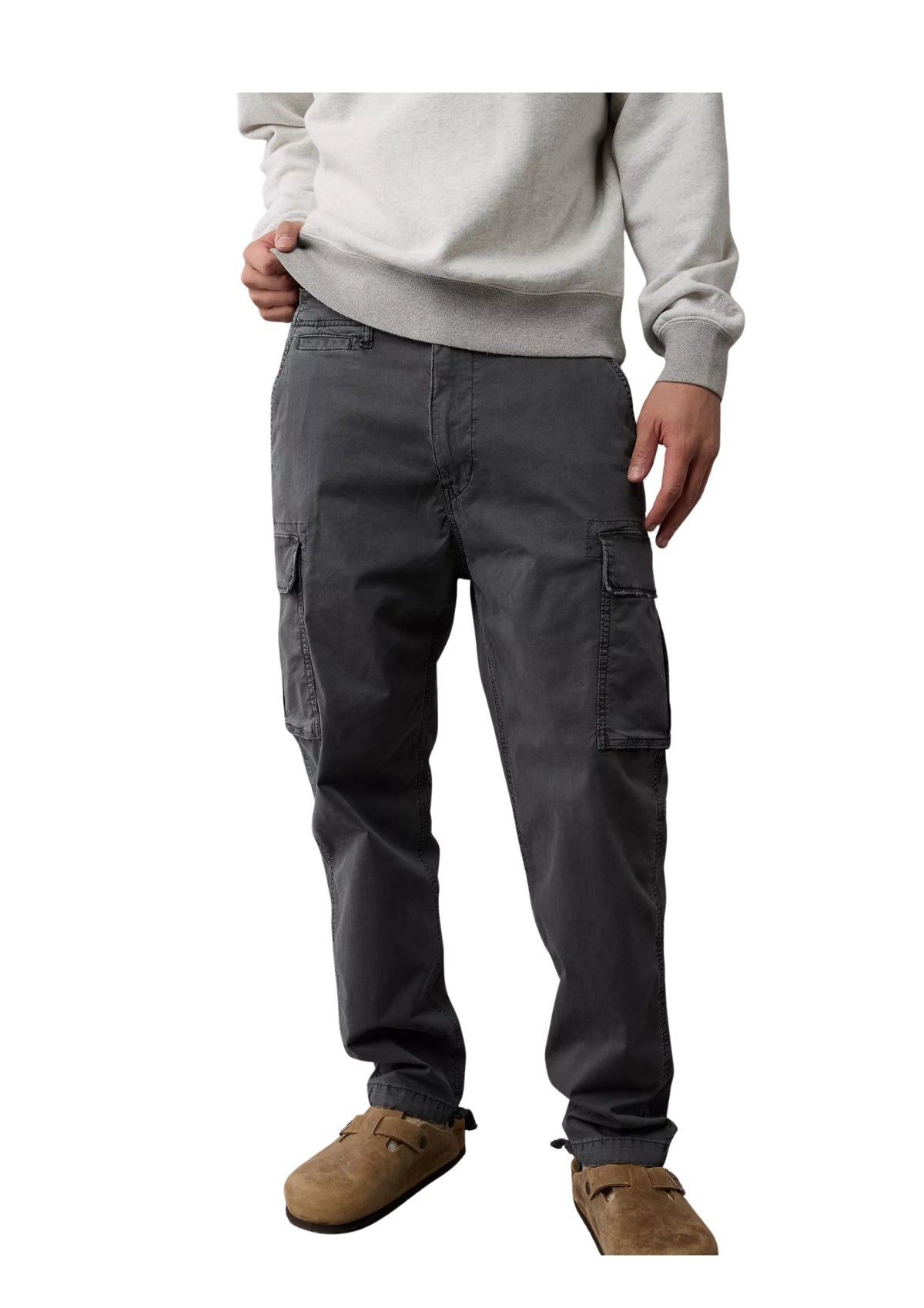 MEN SOLID COLOR PURE-COTTON CARGO CASUAL PANTS