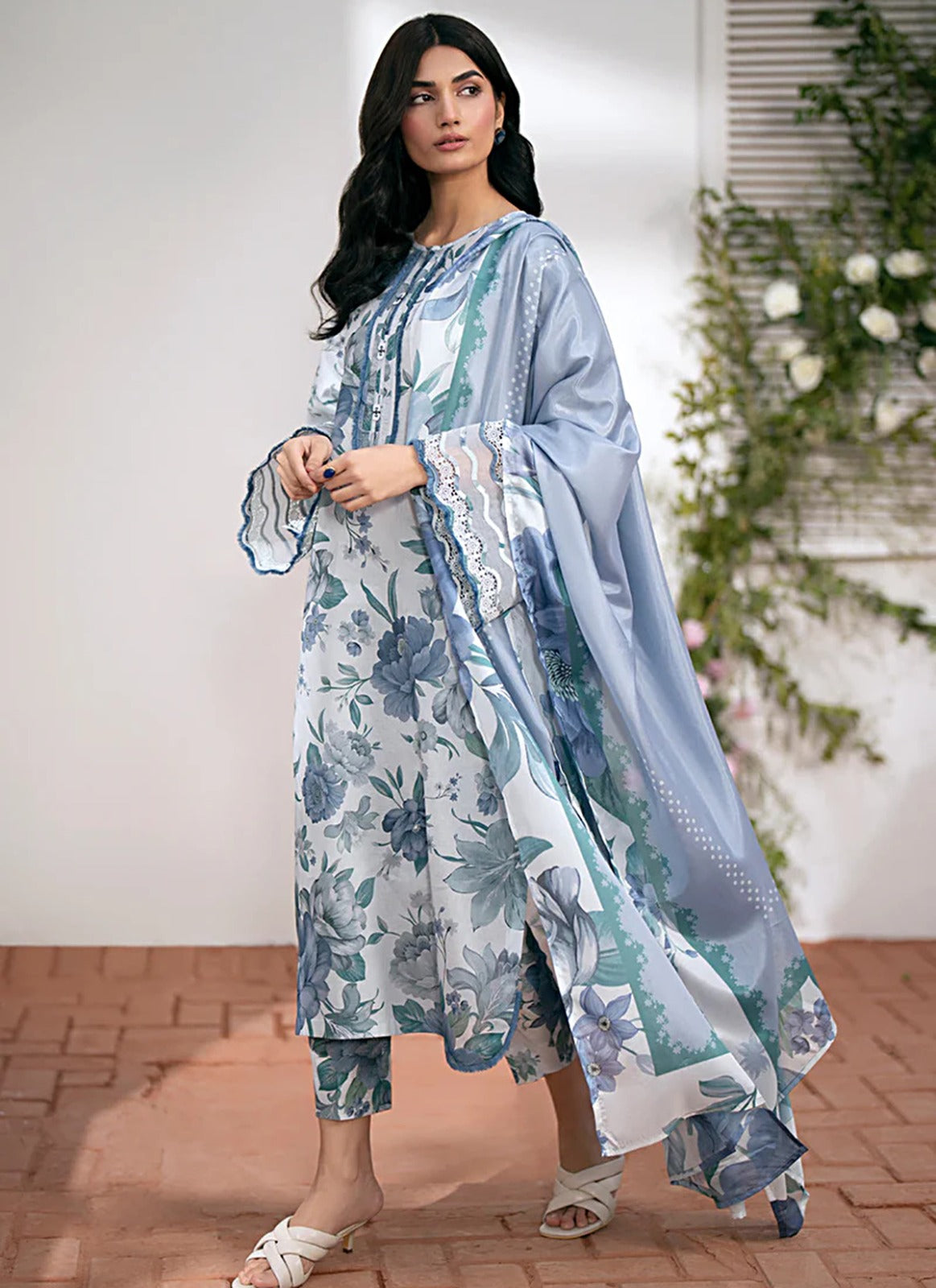 BAROQUE All Over Digital Printed Linen 3-Piece Suit for Women