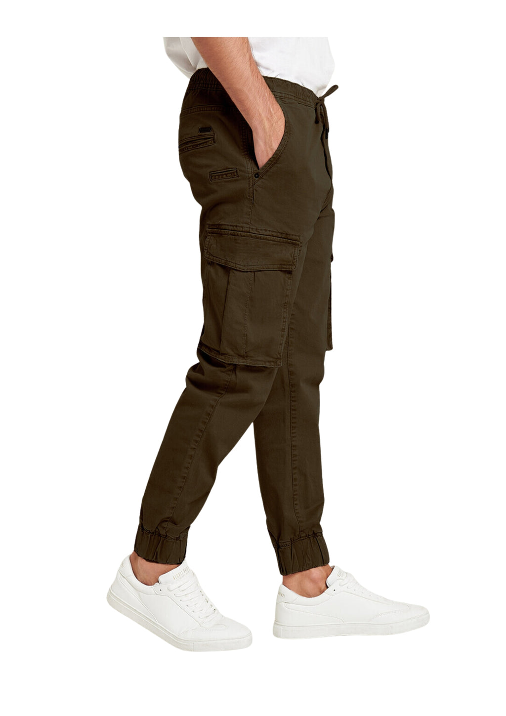 MEN SOLID COLOR PURE-COTTON CARGO CASUAL PANTS