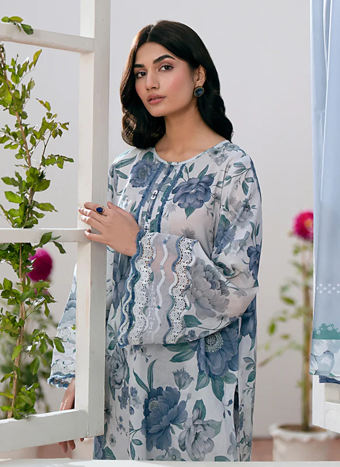 BAROQUE All Over Digital Printed Linen 3-Piece Suit for Women