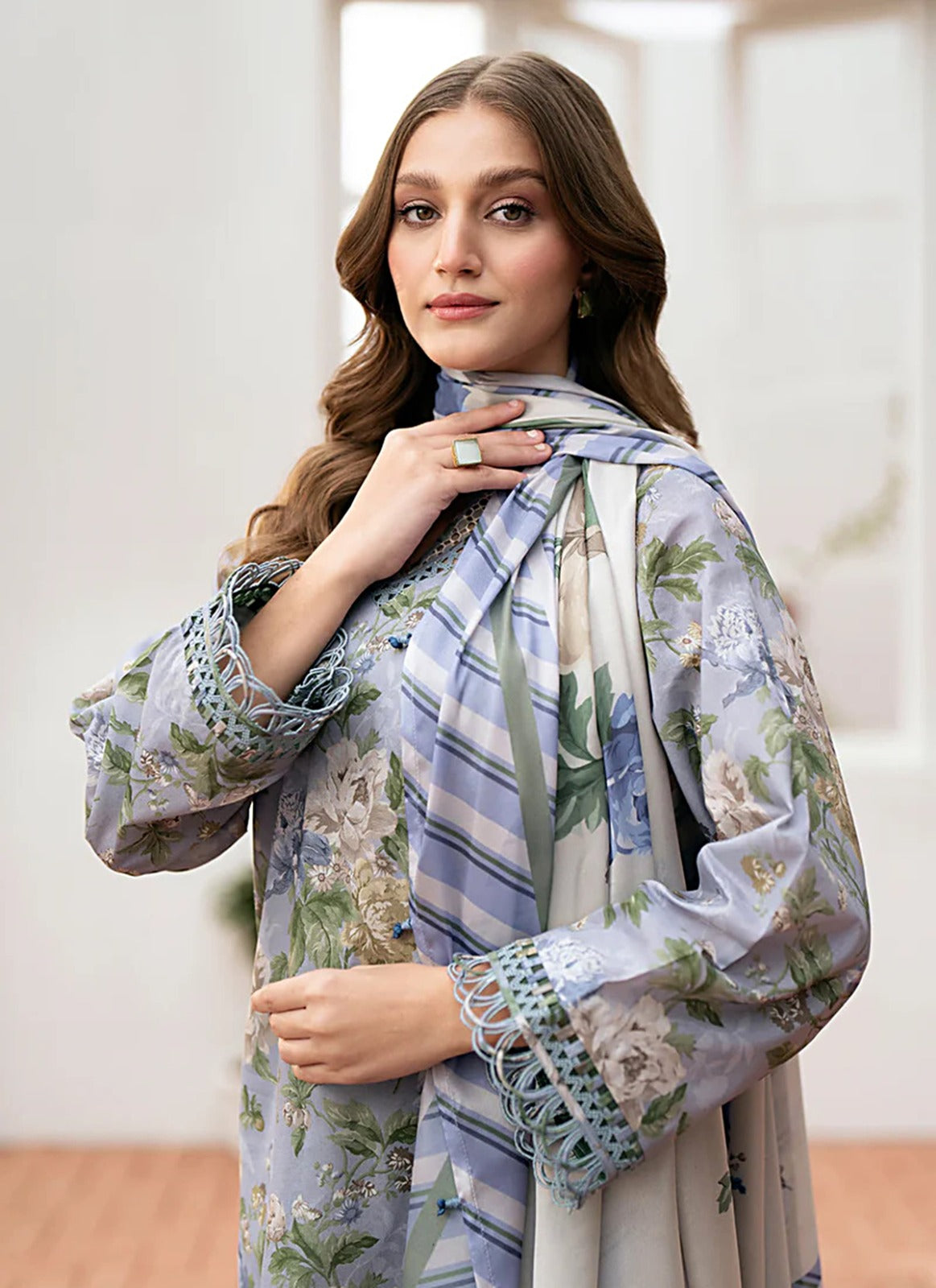 BAROQUE All Over Digital Printed Linen 3-Piece Suit for Women