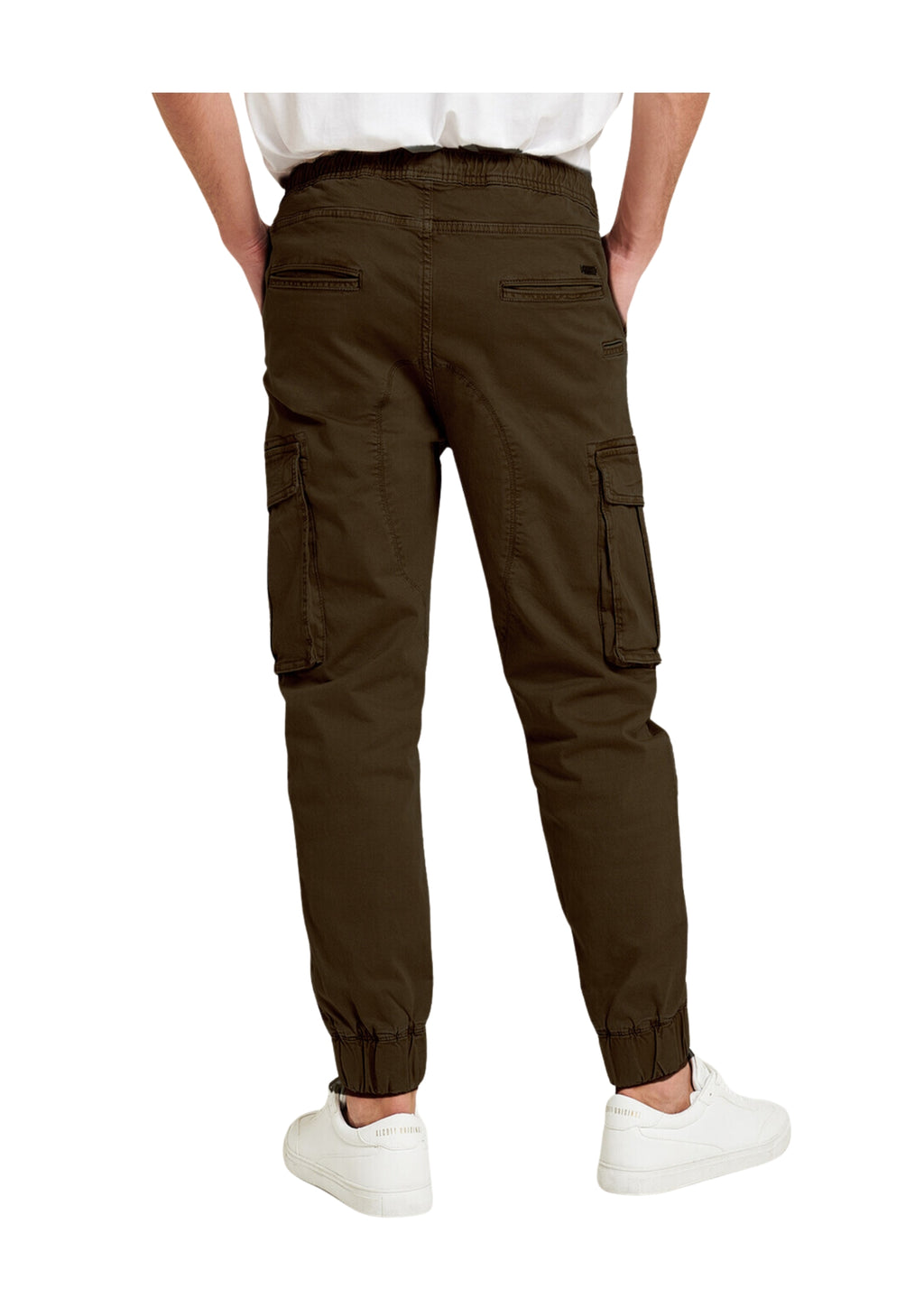 MEN SOLID COLOR PURE-COTTON CARGO CASUAL PANTS