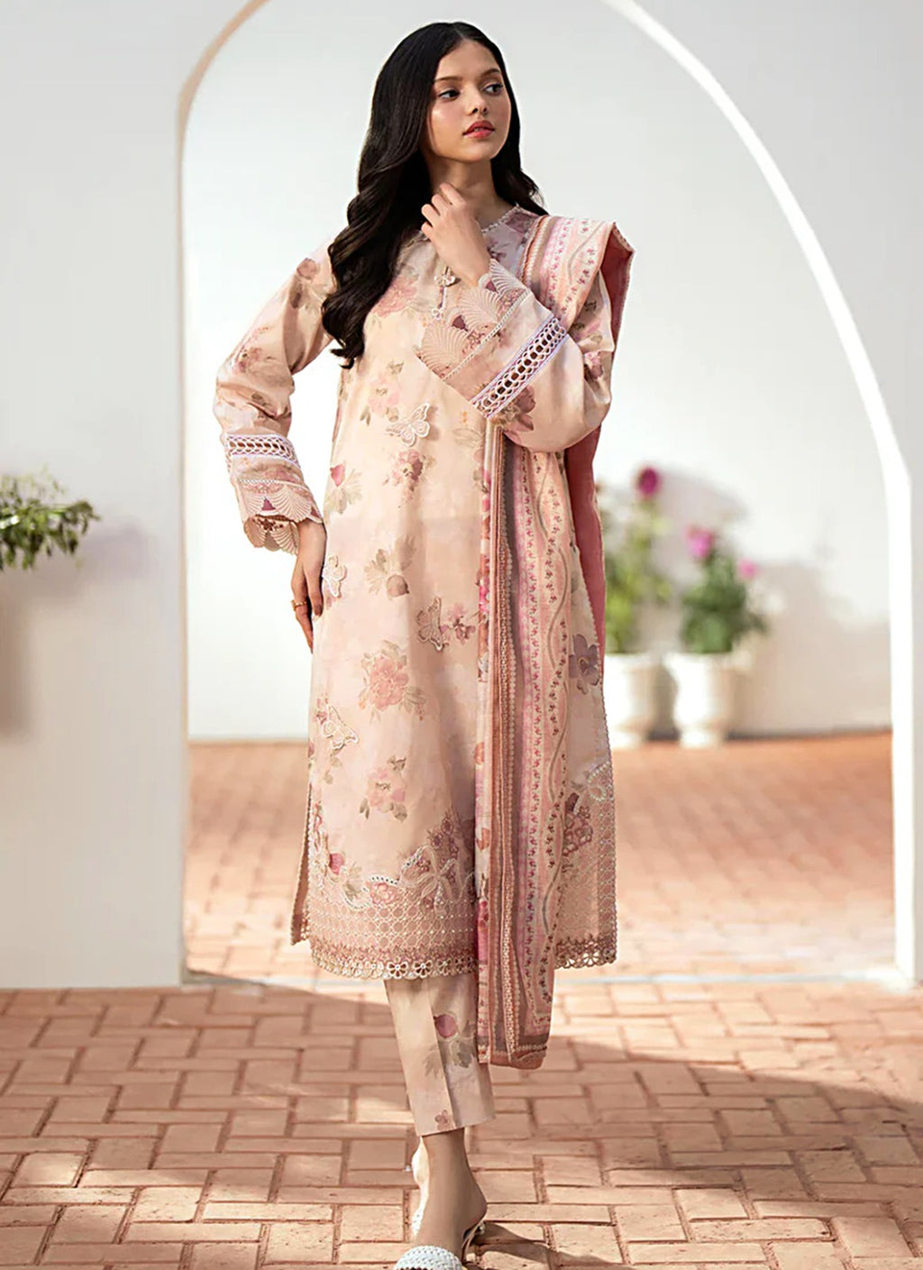 BAROQUE All Over Digital Printed Linen 3-Piece Suit for Women