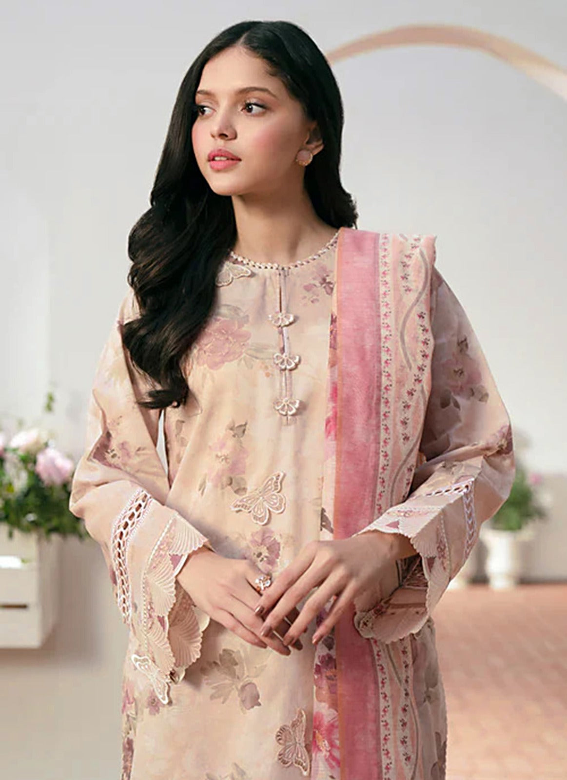BAROQUE All Over Digital Printed Linen 3-Piece Suit for Women