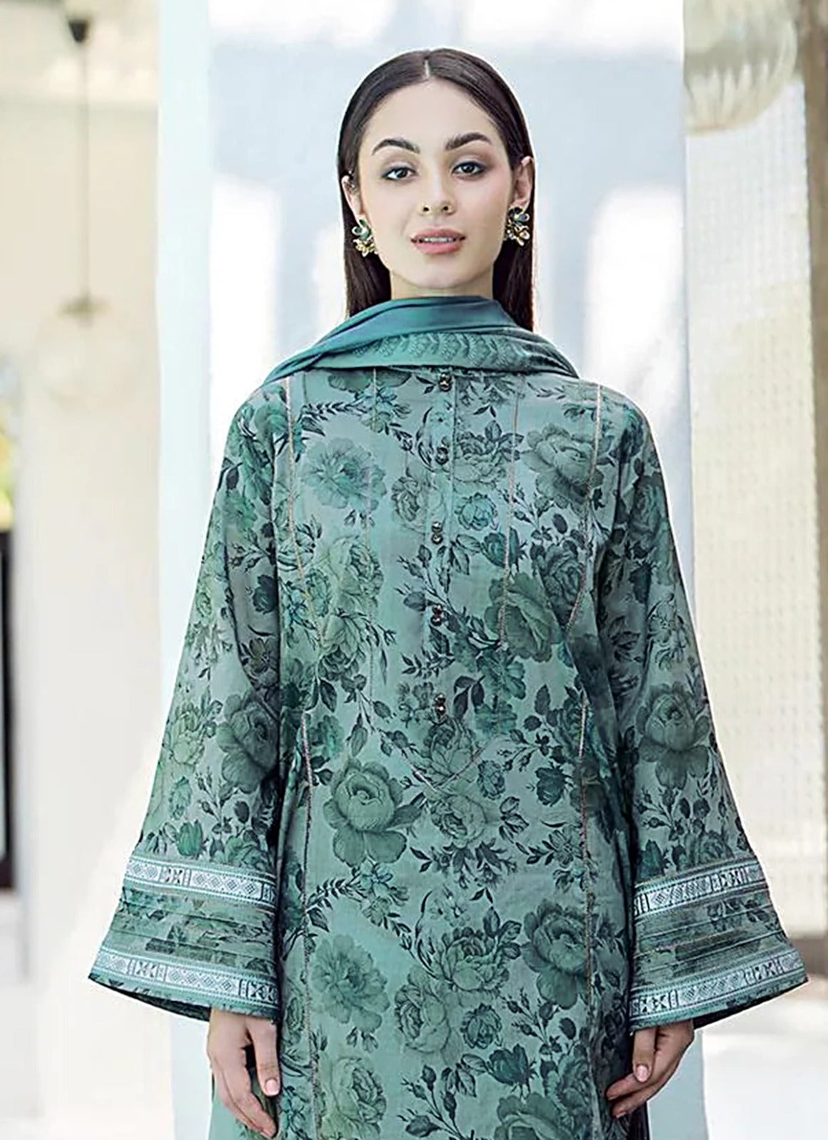 BAROQUE All Over Digital Printed Linen 3-Piece Suit for Women