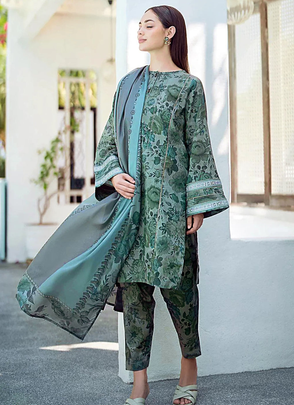 BAROQUE All Over Digital Printed Linen 3-Piece Suit for Women