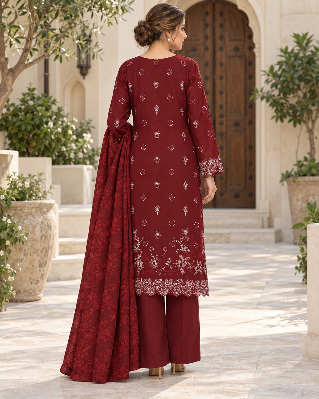 Luxury Dhanak Velvet Chamki 3-Piece Suit | Winter Collection
