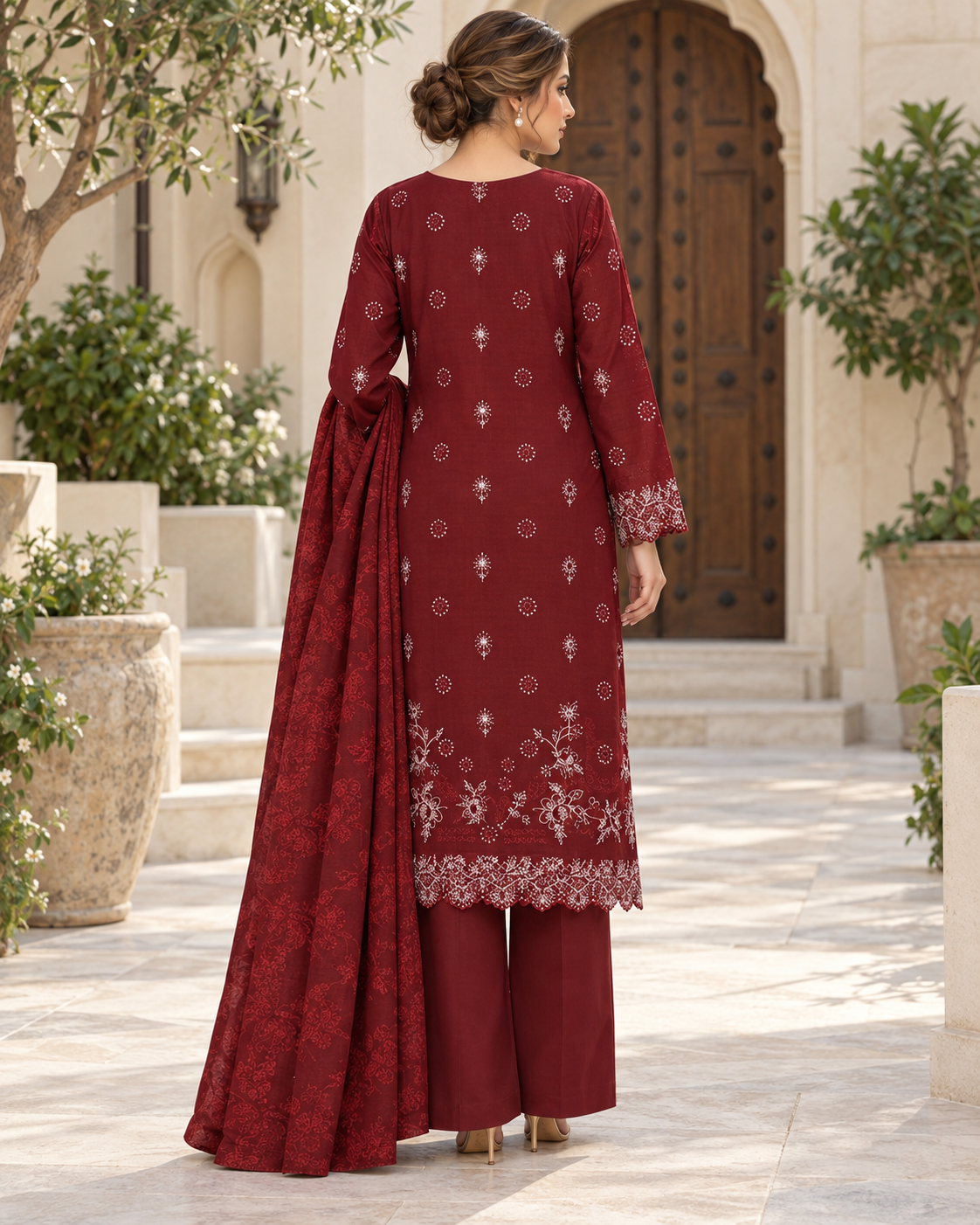 Luxury Dhanak Velvet Chamki 3-Piece Suit | Winter Collection