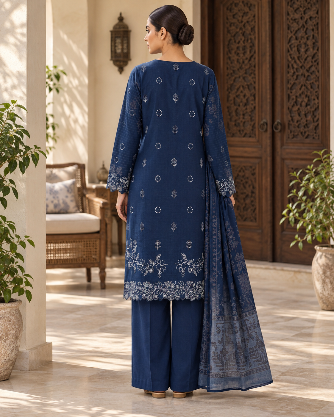Luxury Dhanak Velvet Chamki 3-Piece Suit | Winter Collection