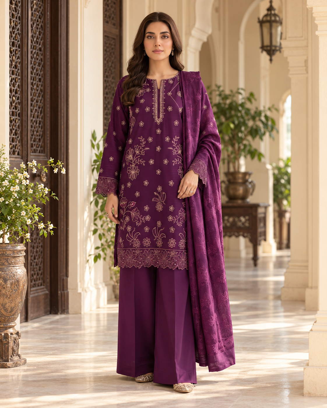 Luxury Dhanak Velvet 3-Piece Suit