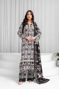3 Piece Digital Printed Linen Suit with Embroidered Patches & Wool Shawl