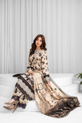 3 Piece Digital Printed Linen Suit with Embroidered Patches & Wool Shawl