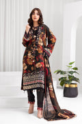 3 Piece Digital Printed Linen Suit with Embroidered Patches & Wool Shawl