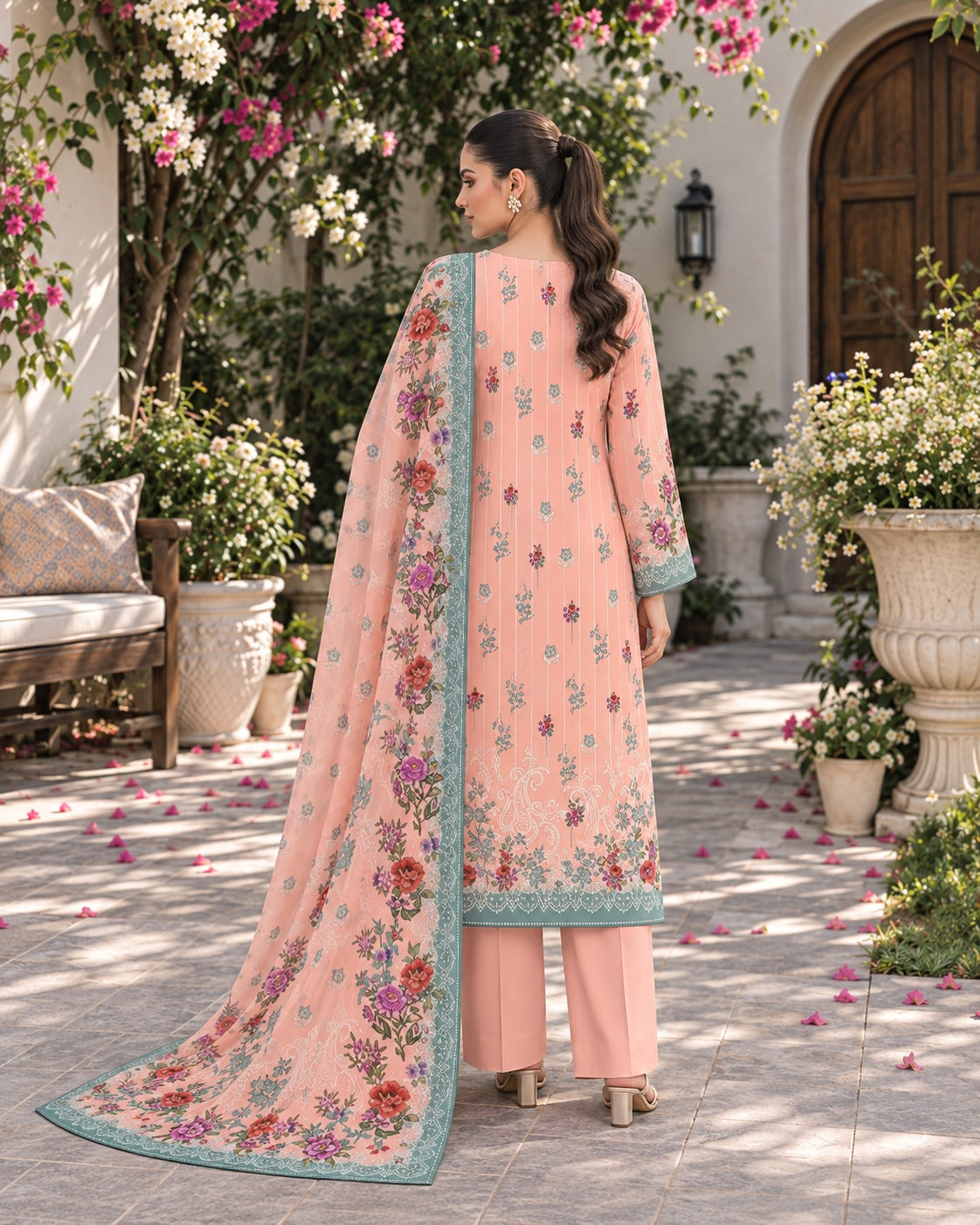 Premium Digital Printed Linen 3-Piece Suit for Women