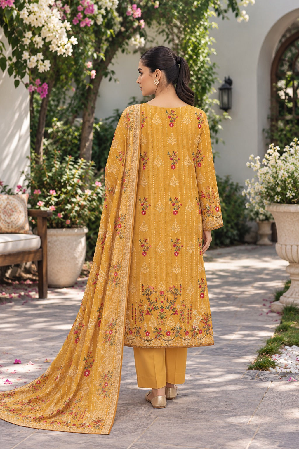 Premium Digital Printed Linen 3-Piece Suit for Women