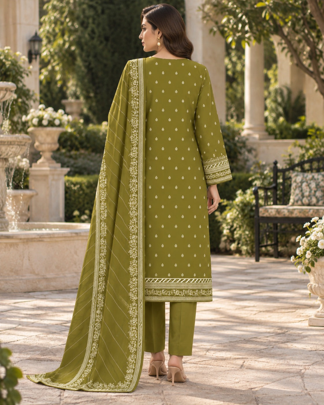 Premium Digital Printed Linen 3-Piece Suit for Women