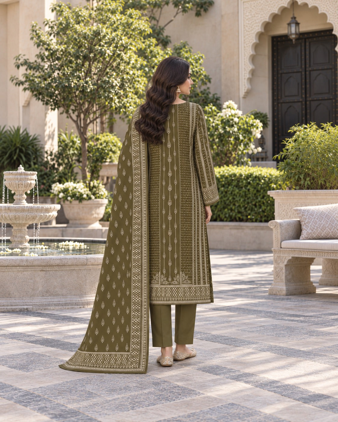 Premium Digital Printed Linen 3-Piece Suit for Women