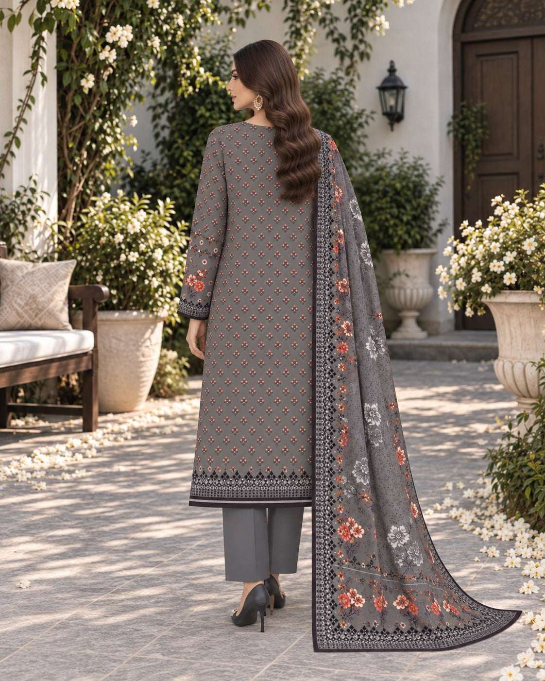 Premium Digital Printed Linen 3-Piece Suit for Women