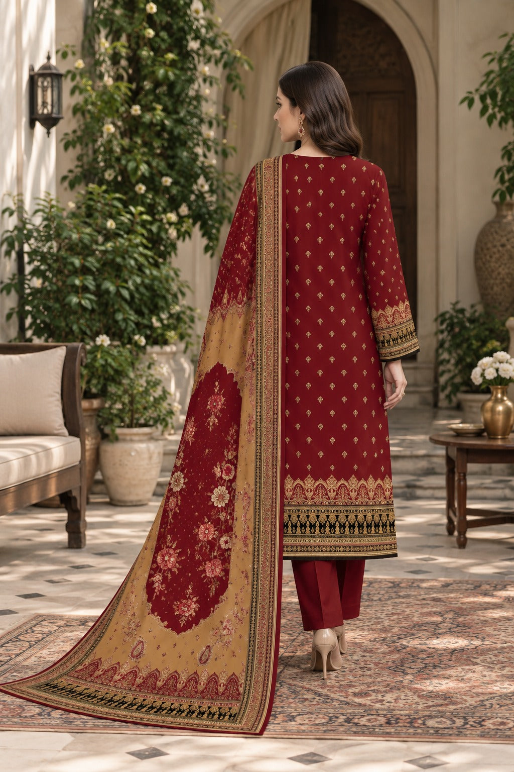 Premium Digital Printed Linen 3-Piece Suit for Women