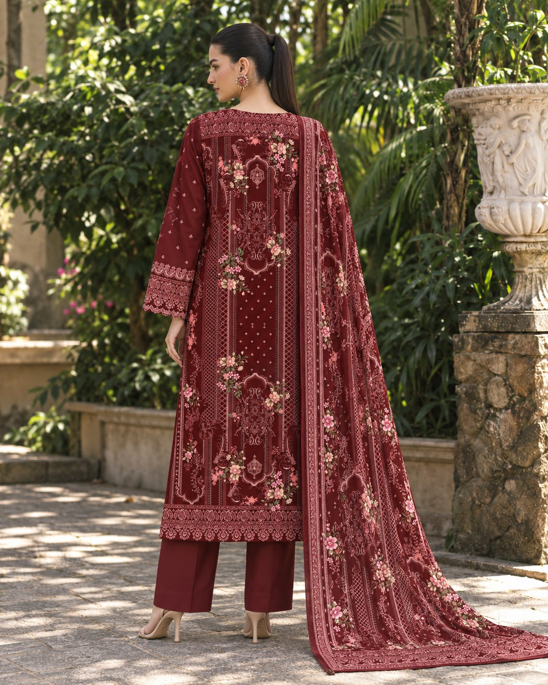 Premium Digital Printed Linen 3-Piece Suit for Women
