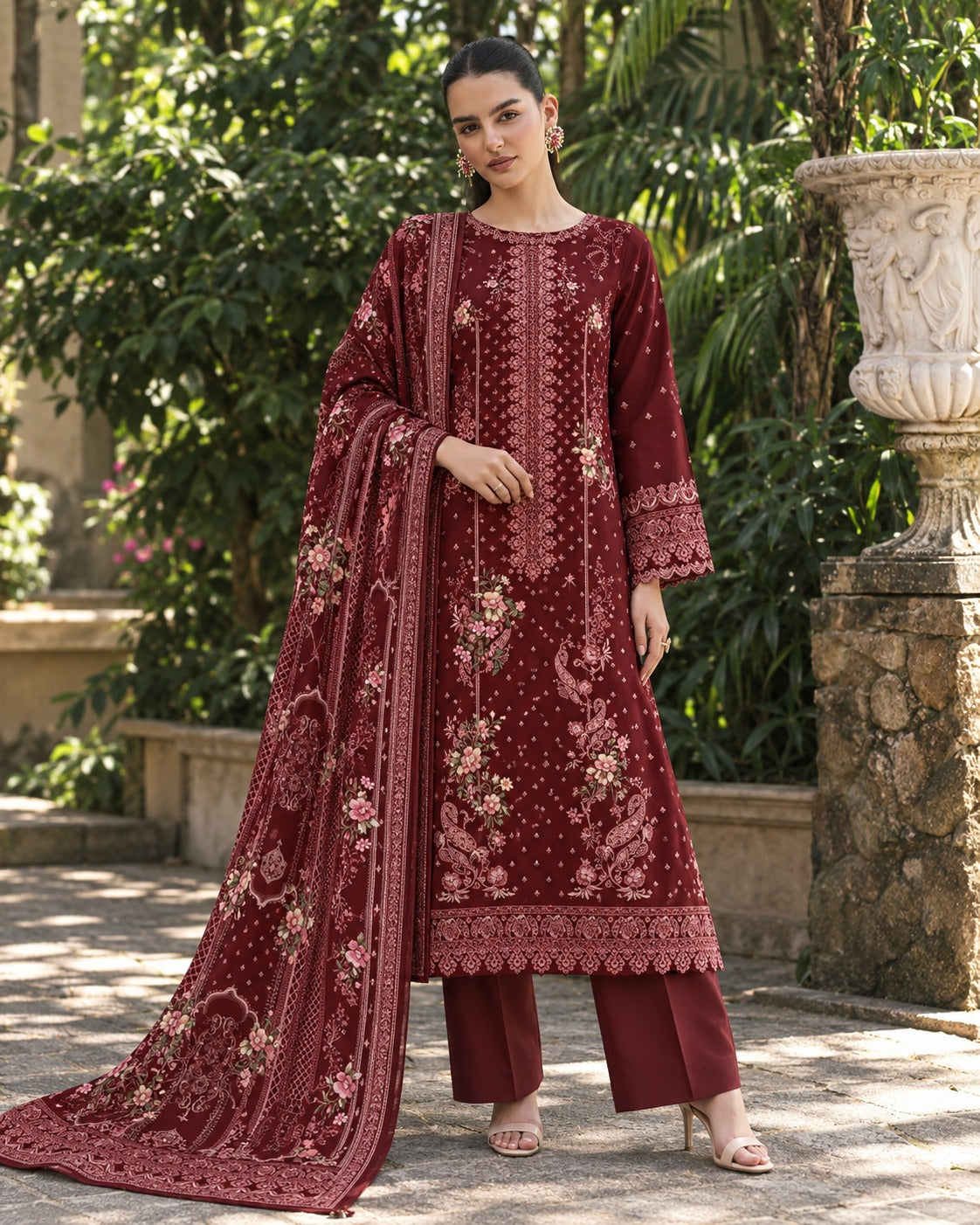 Premium Digital Printed Linen 3-Piece Suit for Women